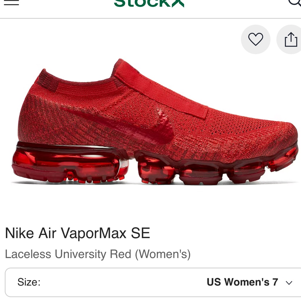 Euc Nike Air Vapormax Se Flyknit Laceless University Red Size 7 Sneakers Shoes